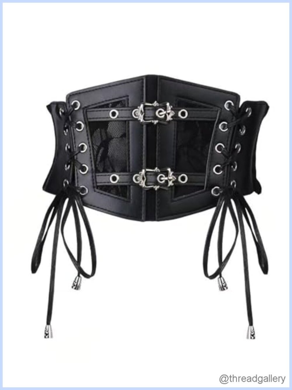 Women's Wide Lace-Up Corset Belt Elastic PU Leather Vintage Costume